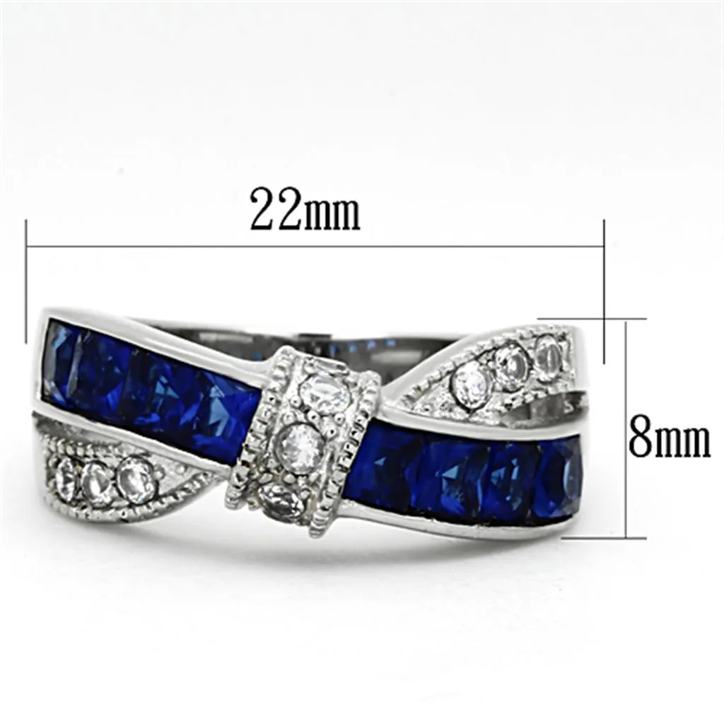 MT 2221 High polished Stainless Steel Ring Crystals in Montana Blue - February Birthstone