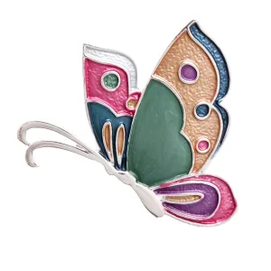 Multi and Silver Butterfly Magnet Brooch