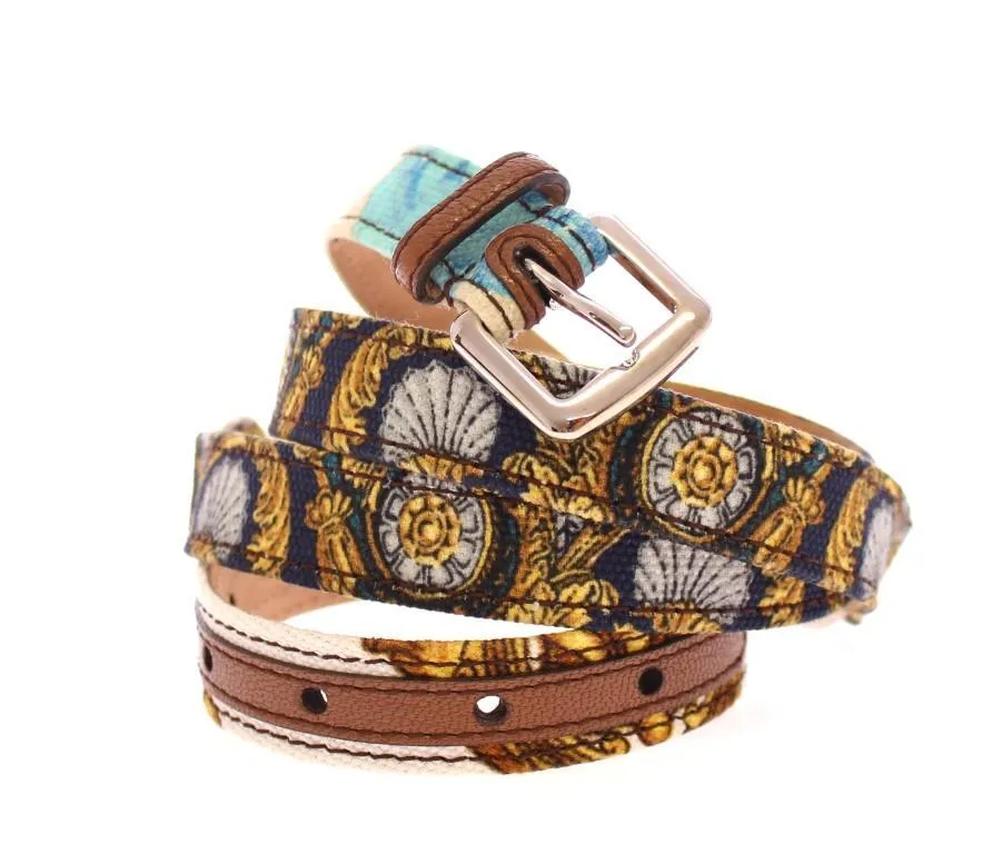 Multicolor Leather Printed Belt
