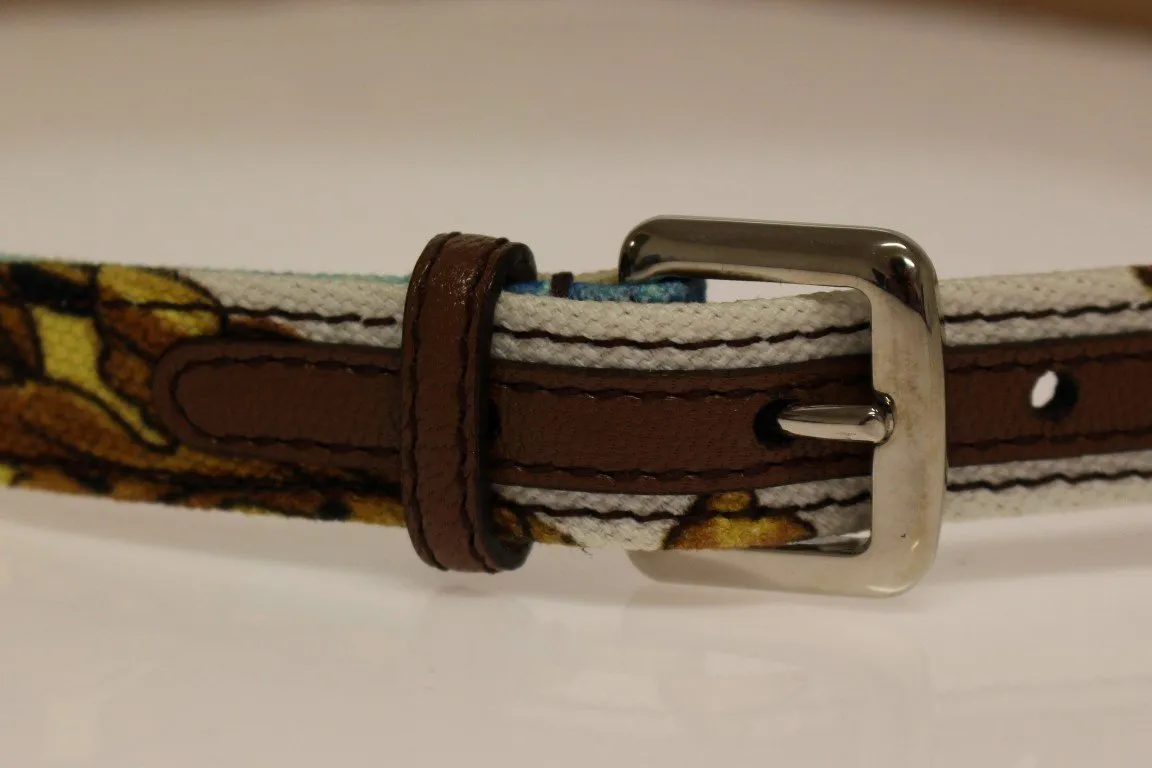 Multicolor Leather Printed Belt