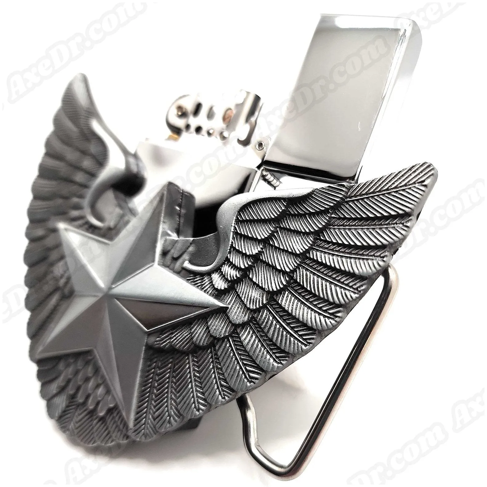Nautical Star with Wings Lighter Belt Buckle Mens Western Cowboy Hidden Stash
