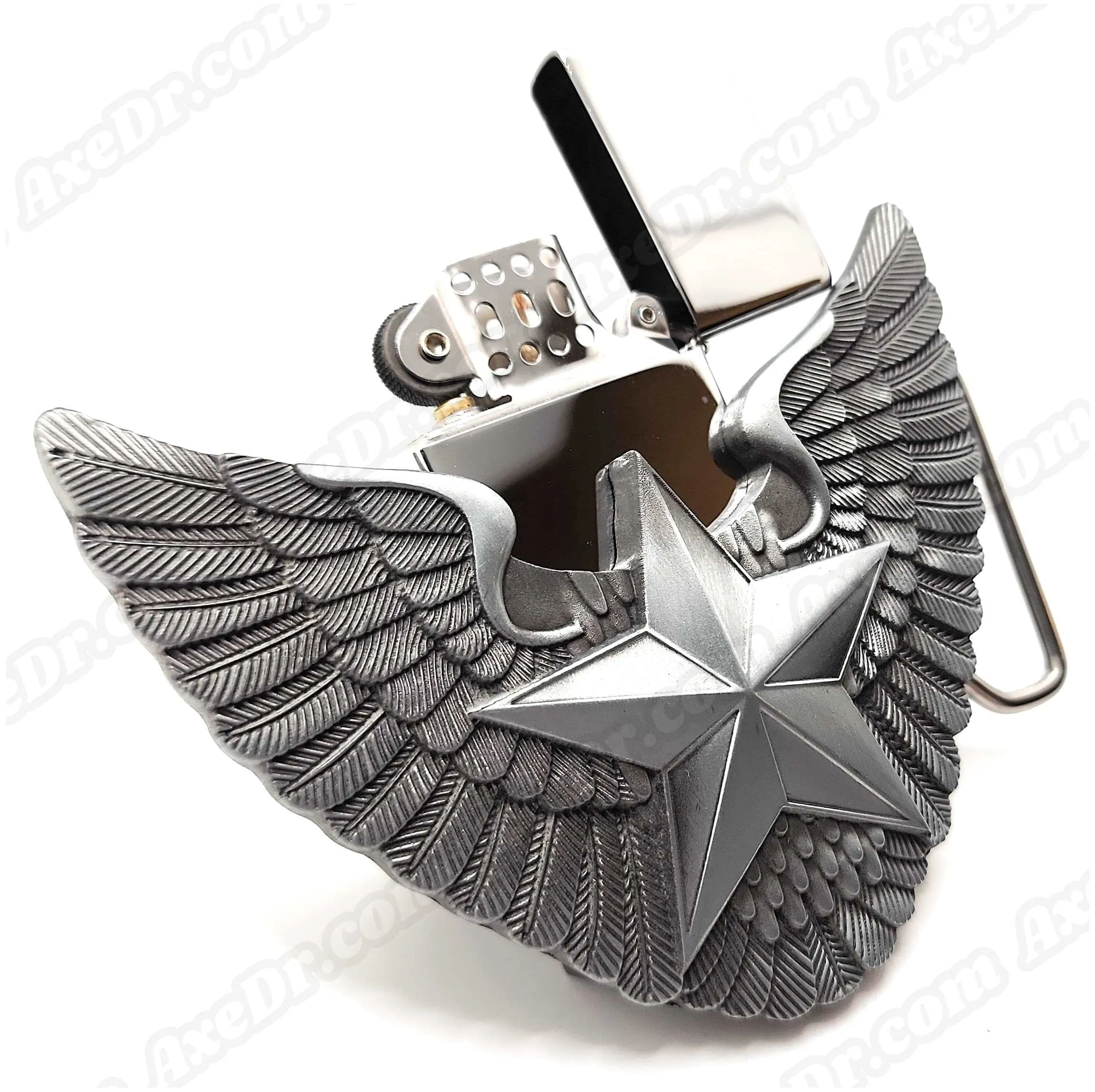Nautical Star with Wings Lighter Belt Buckle Mens Western Cowboy Hidden Stash