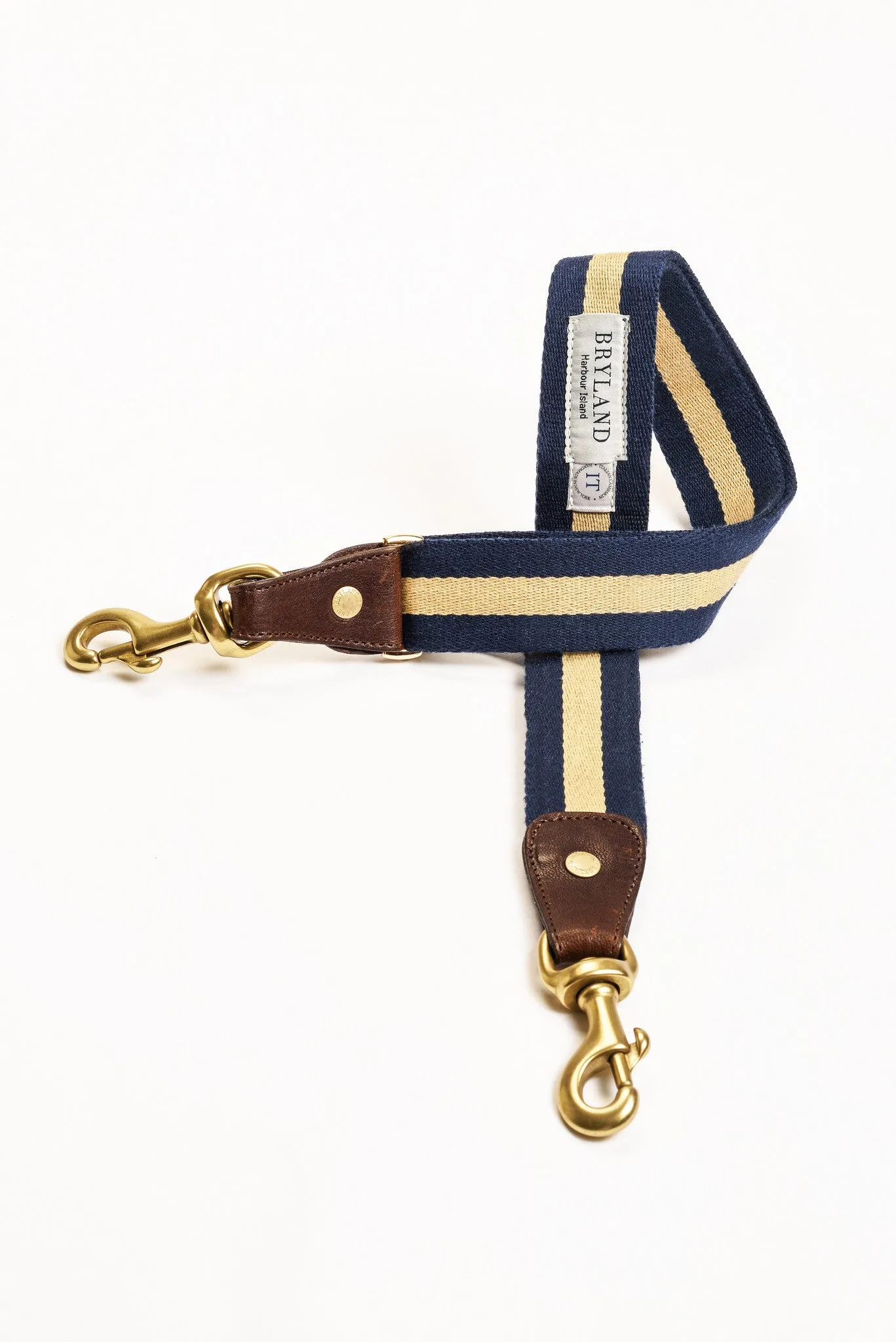Navy and Gold Stripe - Italian Leather Belt