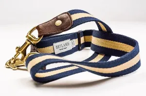 Navy and Gold Stripe - Italian Leather Belt