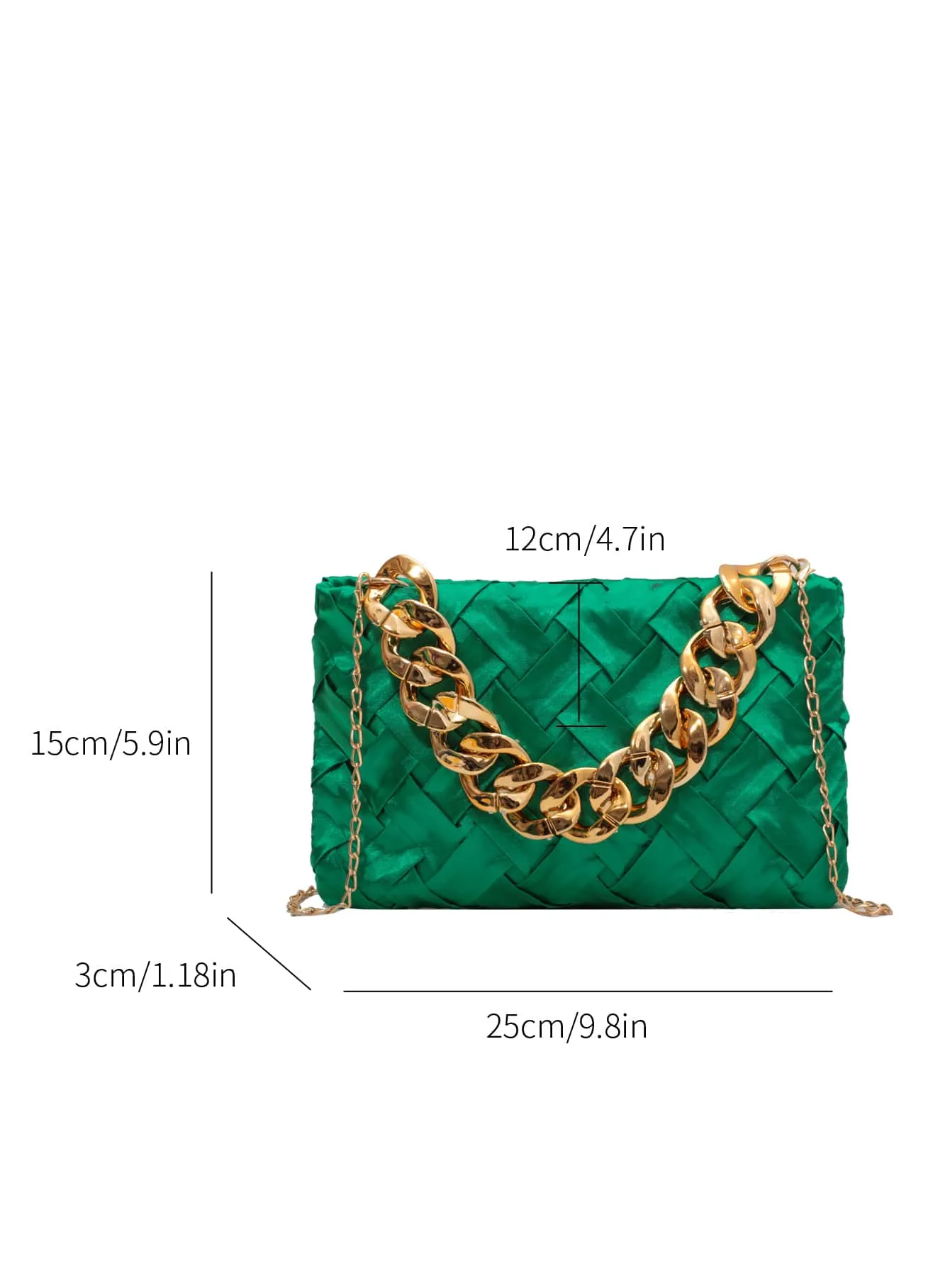 Neon Braided Detail Chain Square Bag - Green