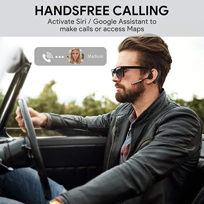 New Bluetooth Headset Bluetooth Earpiece V5.0 with Dual Mic TOKSEL Noise Cancelling Bluetooth Headset, Mute Button, Hands-Free Earphones Compatible iPhone Android Cell Phones Driving/Business/Office