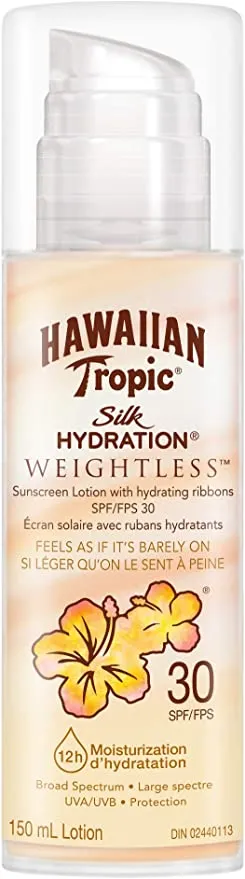 New Hawaiian Tropic Silk Hydration Weightless Sunscreen Lotion with Air-Soft Texture, SPF30, 150 Milliliters BB 11/24