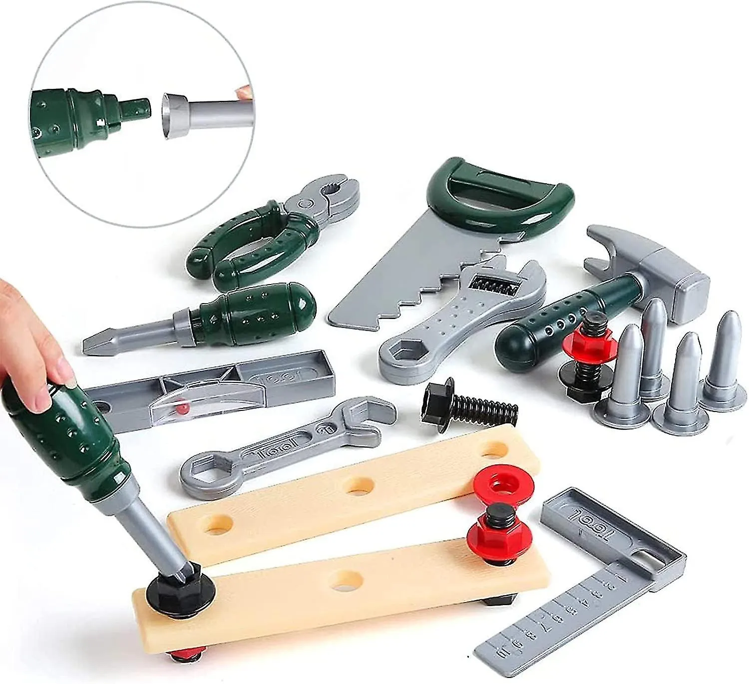 New in box! Kids 19 Piece Tool Electronic Cordless Drill Pretend Play Construction With Tool Bag Ages 3 