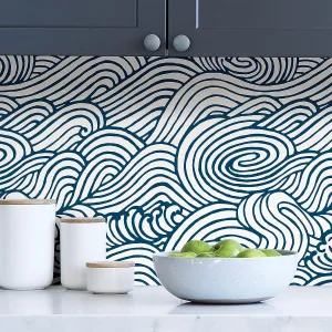 NEW Navy Saybrook Peel & Stick Wallpaper - 20.5in X 18ft