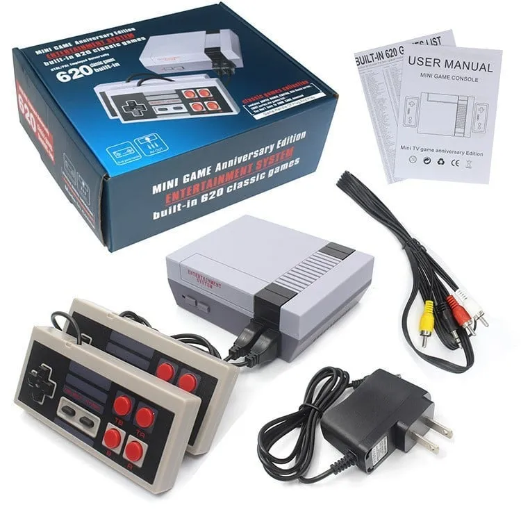 NEW OuYang The New NES Game Consoles 8-bit Video Game Console USB Controller, FC Mini Classic Game Consoles Built-in 620 TV Video Games with Double Controllers Nintendo Entertainment System (NES 620)
