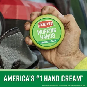 New sealed O'Keeffe's Working Hands Hand Cream for Extremely Dry, Cracked Hands, Heals, Relieves and Repairs, Boosts Moisture Levels, 3.4oz/96g Jar, Moisturizer (Pack of 1)