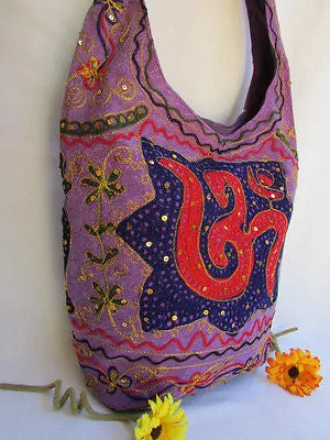 New Women Cross Body Fabric Fashion Messenger Hand India Peace Sign Purple