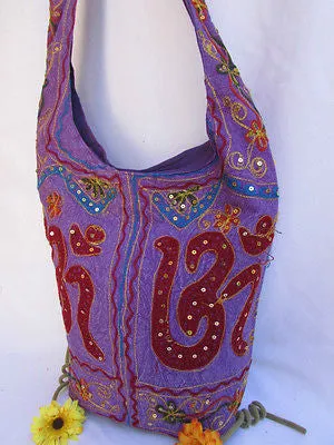 New Women Cross Body Fabric Fashion Messenger Hand India Peace Sign Purple