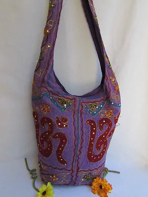 New Women Cross Body Fabric Fashion Messenger Hand India Peace Sign Purple