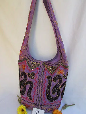 New Women Cross Body Fabric Fashion Messenger Hand India Peace Sign Purple