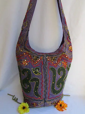 New Women Cross Body Fabric Fashion Messenger Hand India Peace Sign Purple