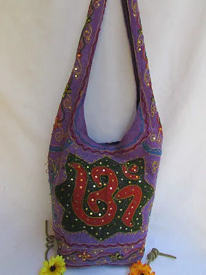 New Women Cross Body Fabric Fashion Messenger Hand India Peace Sign Purple