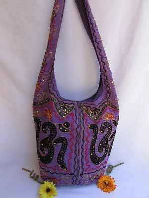 New Women Cross Body Fabric Fashion Messenger Hand India Peace Sign Purple
