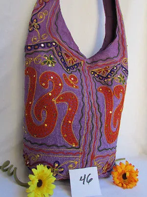 New Women Cross Body Fabric Fashion Messenger Hand India Peace Sign Purple