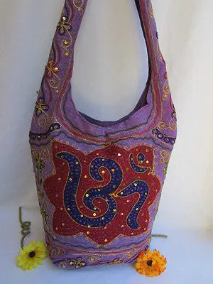 New Women Cross Body Fabric Fashion Messenger Hand India Peace Sign Purple