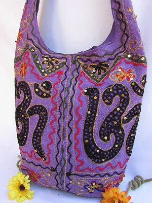 New Women Cross Body Fabric Fashion Messenger Hand India Peace Sign Purple