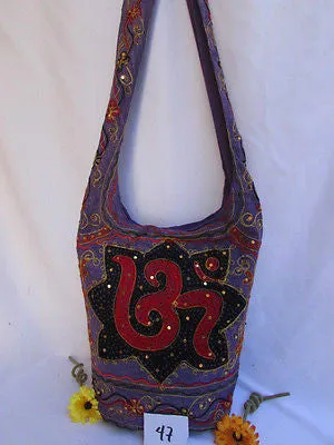 New Women Cross Body Fabric Fashion Messenger Hand India Peace Sign Purple