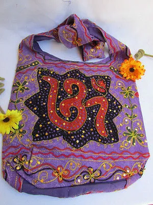 New Women Cross Body Fabric Fashion Messenger Hand India Peace Sign Purple