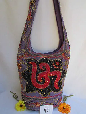 New Women Cross Body Fabric Fashion Messenger Hand India Peace Sign Purple