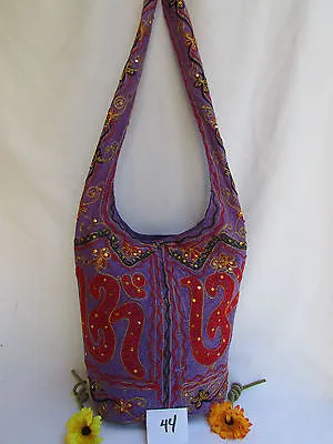 New Women Cross Body Fabric Fashion Messenger Hand India Peace Sign Purple