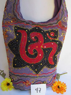 New Women Cross Body Fabric Fashion Messenger Hand India Peace Sign Purple