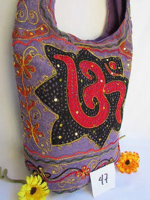 New Women Cross Body Fabric Fashion Messenger Hand India Peace Sign Purple