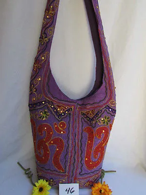 New Women Cross Body Fabric Fashion Messenger Hand India Peace Sign Purple