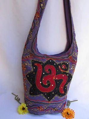 New Women Cross Body Fabric Fashion Messenger Hand India Peace Sign Purple