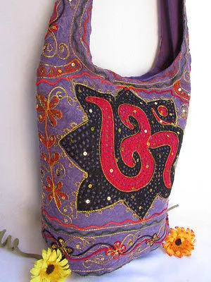New Women Cross Body Fabric Fashion Messenger Hand India Peace Sign Purple