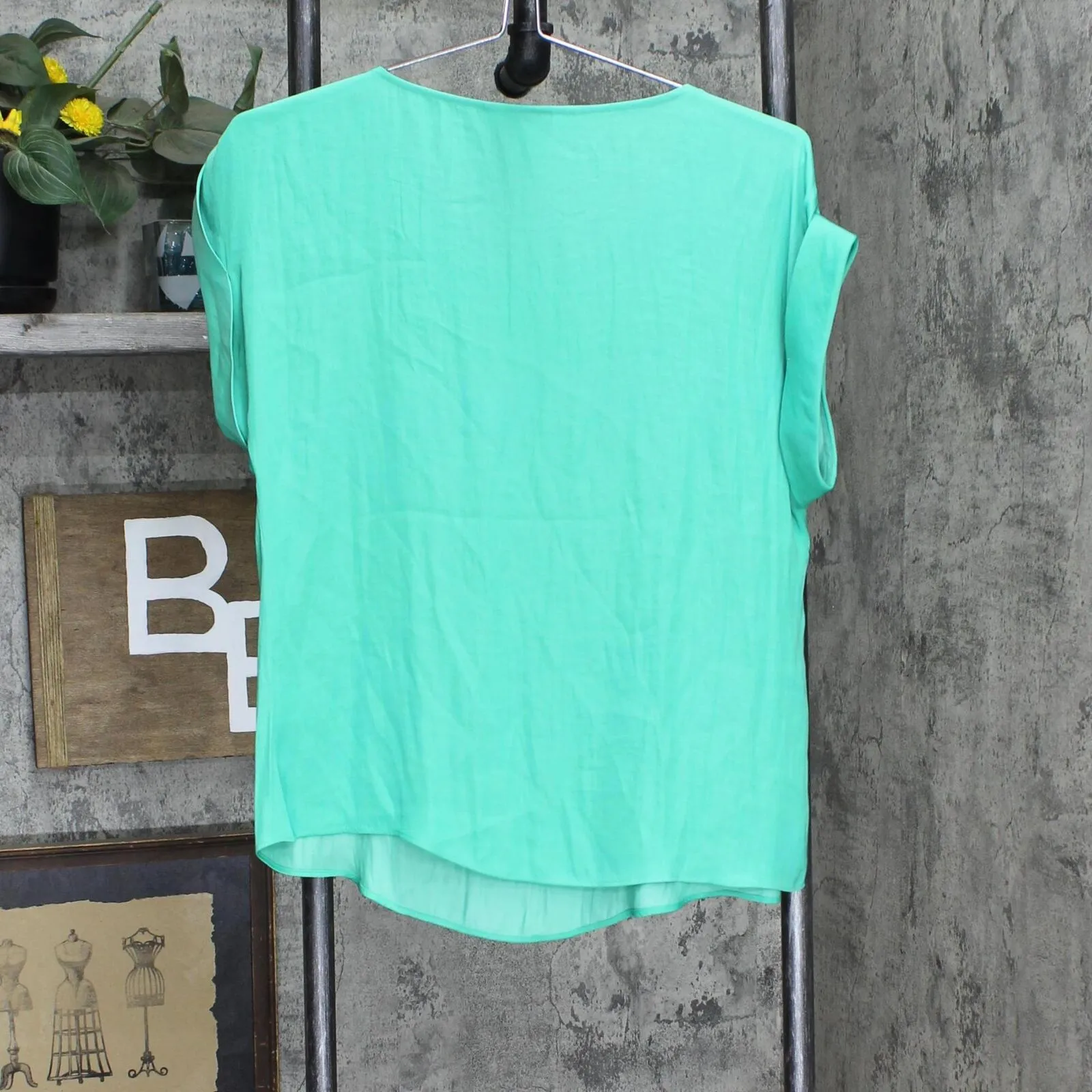 Nine West Womens Lightweight Roll Tab Blouse Shirt Top 1661b3d61ebf53 Green S