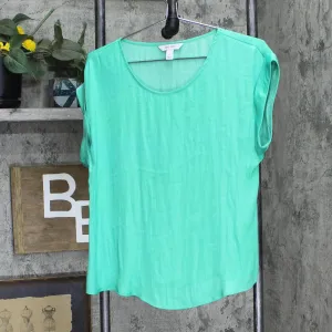 Nine West Womens Lightweight Roll Tab Blouse Shirt Top 1661b3d61ebf53 Green S