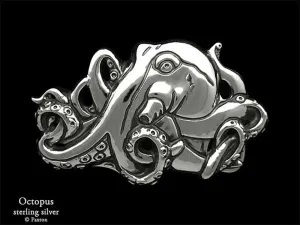 Octopus Belt Buckle Sterling Silver