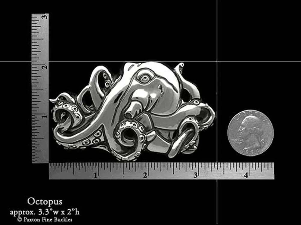 Octopus Belt Buckle Sterling Silver