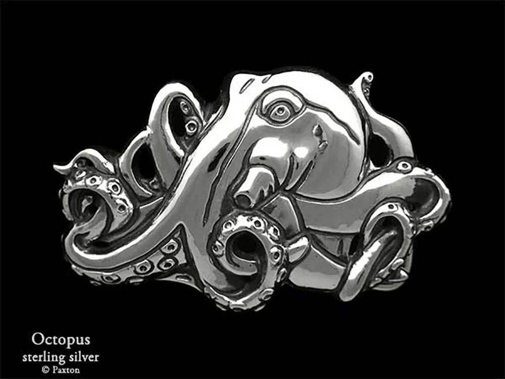 Octopus Belt Buckle Sterling Silver