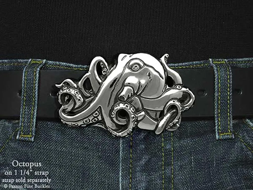 Octopus Belt Buckle Sterling Silver