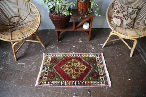 Old Mini Turkish Rug 1.9ftx3.1ft