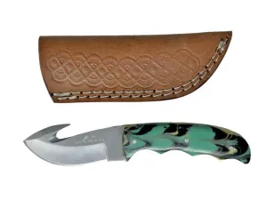 Old Ram Gut Hook Blade Skinning /Hunting Knife with Leather Sheath