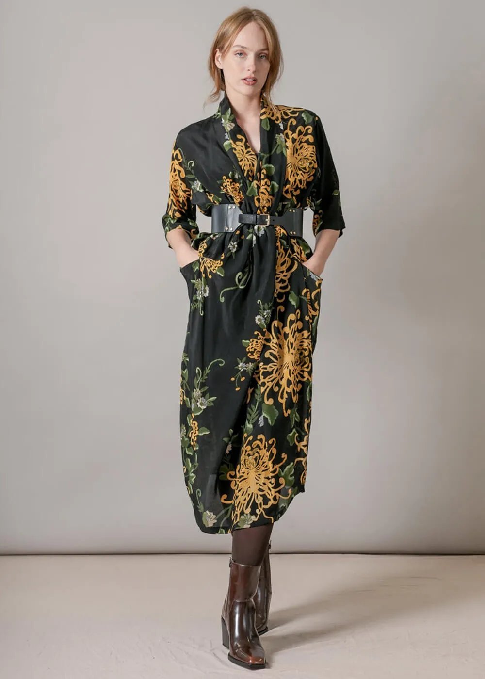 One Hundred Stars Chrysanthemum Rachel Dress Black