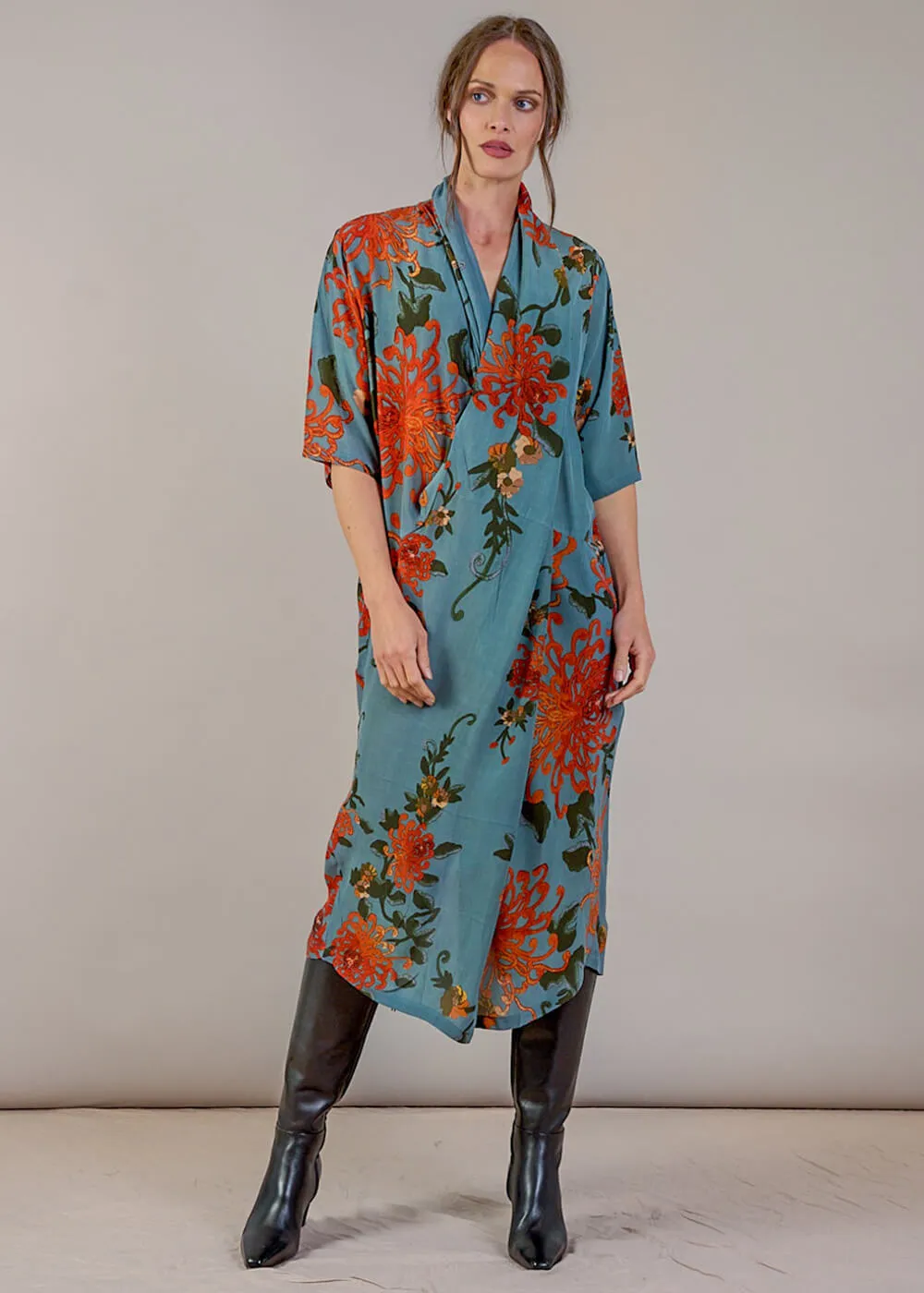 One Hundred Stars Chrysanthemum Rachel Dress Grey