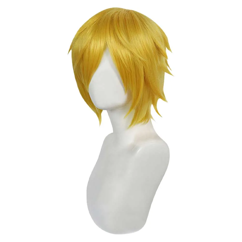 One Piece Sanji Anime Character Cosplay Yellow Wig Heat Resistant Synthetic Hair Accessories Props