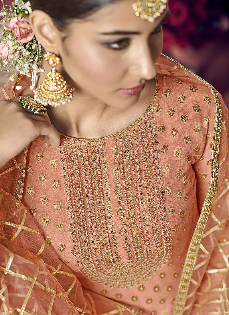 Orange Golden Designer Gharara Suit