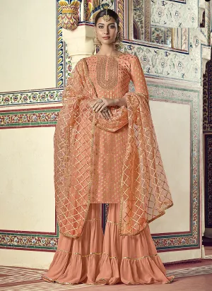 Orange Golden Designer Gharara Suit