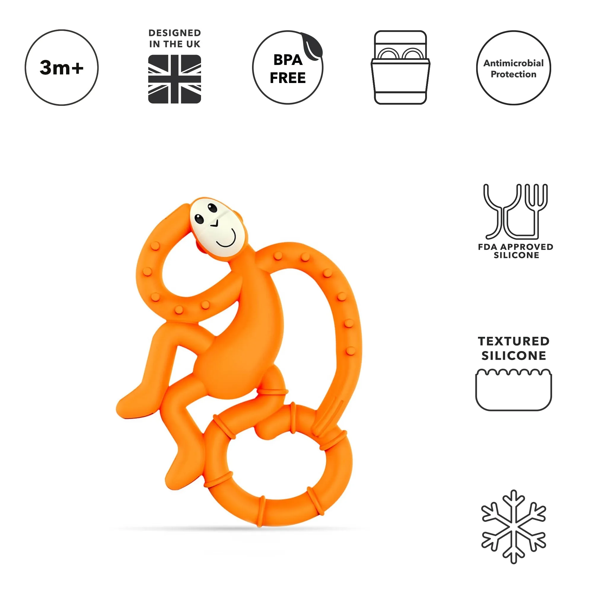 Orange Mini Monkey Teether