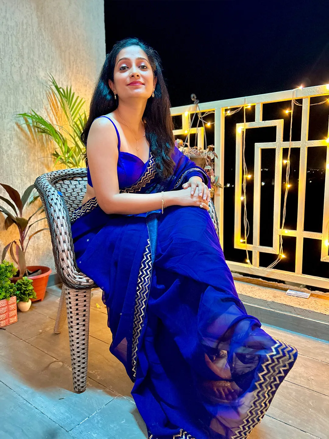 Pallavi in Georgette Navy Blue Designer Saree