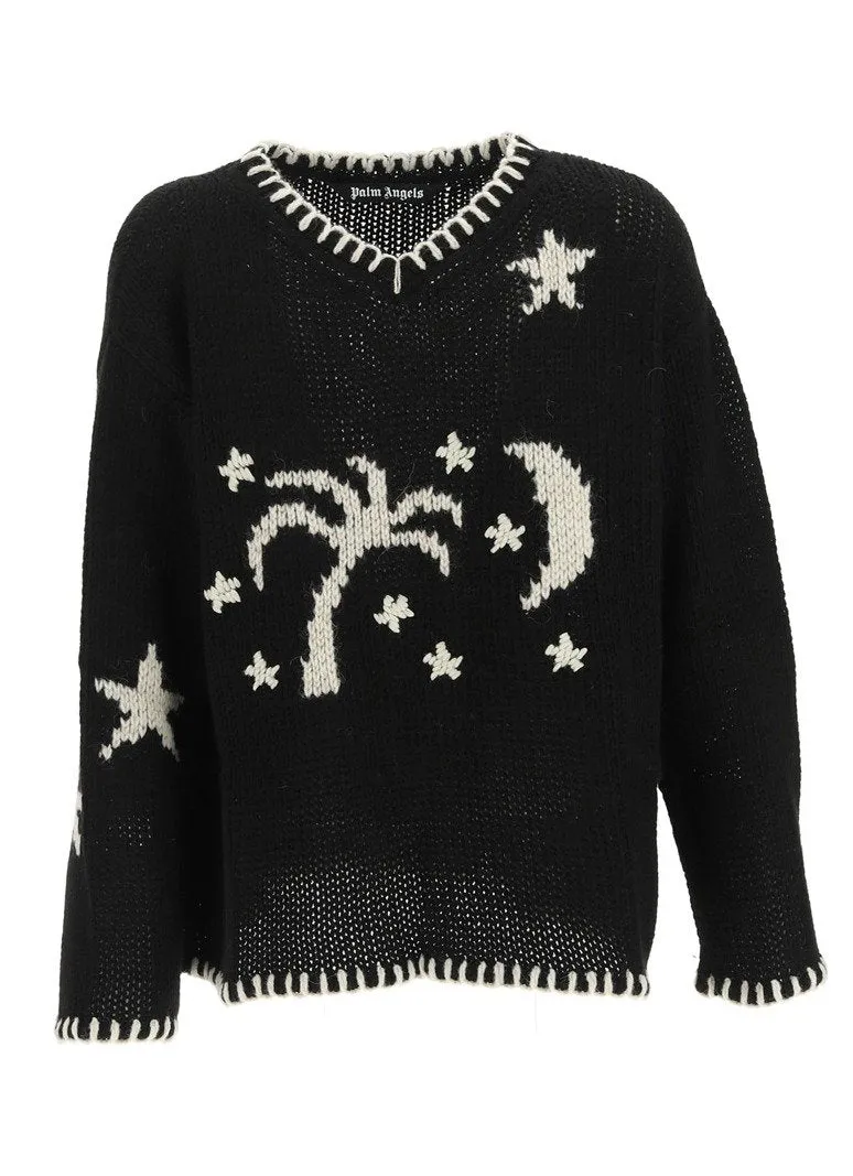 Palm Angels Palm Angels Graphic-Intarsia Crewneck Jumper